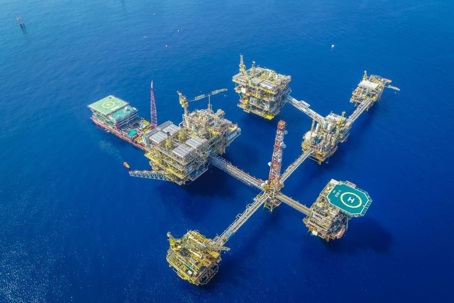 Offshore oil and gas platform complex